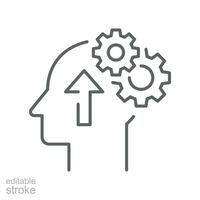 Cognitivity icon, improvement cognitive ability, human brain mental strength, Brainstorming   analytical mindset solving. editable stroke. vector illustration. design on white background. EPS 10