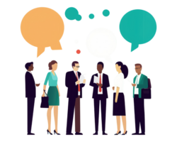 group of business people talking with speech bubbles . AI Generated png