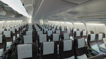 Jet airplane economy class interior view video