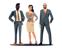 people business team of different ethnicies, determined posture, executive clothes, suit and shoes . AI Generated png