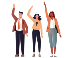 business people standing with hands raised . AI Generated png