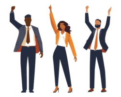 business people standing with hands raised . AI Generated png