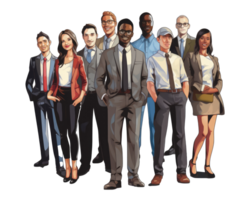 business attire, such as men and women in suits . AI Generated png