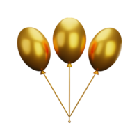 goud ballonnen 3d renderen icoon illustratie png