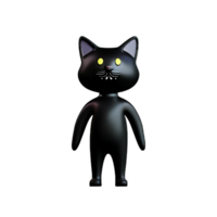 black cat 3d rendering icon illustration png