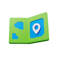 map 3d rendering icon illustration png