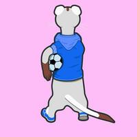 Ferret icon of an athlete with a ball on the back. Mink mascot. Cartoon vector mink icon for web design