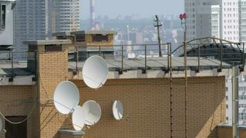 Satellite dishes on the house roof video