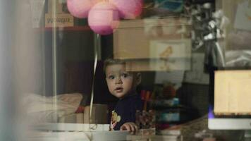 Happy one year old child in the crib video