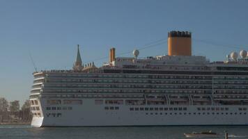 Luxury cruise liner coming in to dock video