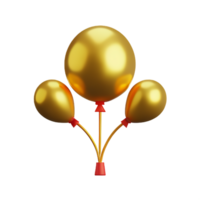 gold balloons 3d rendering icon illustration png