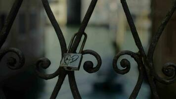 Love padlock on the bridge in Venice, Italy video