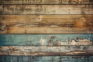 Distressed, vivid, aged wood background with charm. AI Generated photo