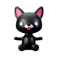svart katt 3d tolkning ikon illustration png