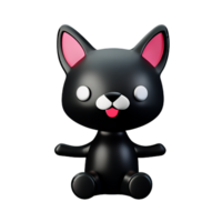 Preto gato 3d Renderização ícone ilustração png