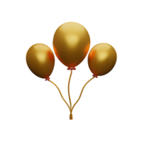 goud ballonnen 3d renderen icoon illustratie png