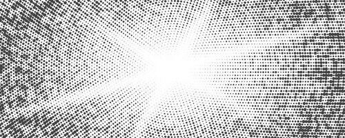 Sun rays halftone background. White and grey radial abstract comic pattern. Vector explosion abstract manga backdrop