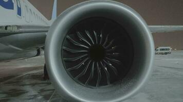 A closeup of an airplane engine video