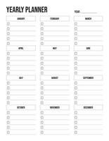 Yearly planner printable in one page vector