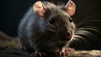 linda mascota rata con de forma de abalorio ojos ai generado foto