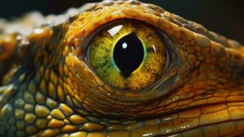 Vivid iguana eye in macro AI Generated photo