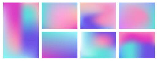 Set of bright multicolored gradient backgrounds. For covers, wallpapers, branding, web and print, social media stories, shop template and brochure. vector