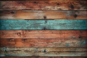 Grungy, vibrant, aged timber backdrop with a pop of color. AI Generated photo