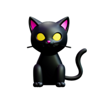 svart katt 3d tolkning ikon illustration png