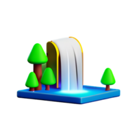 waterfall 3d rendering icon illustration png