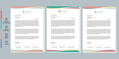 Letterhead corporate creative business company minimal clean unique template design.letterhead Colorful red, green, yellow, blue design stationary project. Multipurpose letterhead abstract, elegant vector