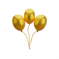 gold balloons 3d rendering icon illustration png