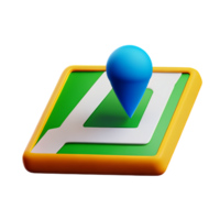 map 3d rendering icon illustration png