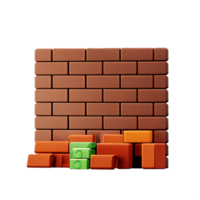 brick wall 3d rendering icon illustration png