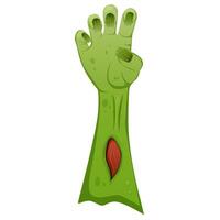 Zombie monster hand isolated on white Halloween banner decoration element vector