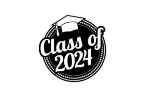 Class of 2024 rubber stamp on white background, vector illustration