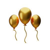 goud ballonnen 3d renderen icoon illustratie png
