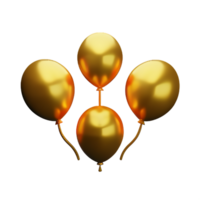 goud ballonnen 3d renderen icoon illustratie png