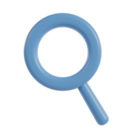 Blue magnifying glass 3d icon. png