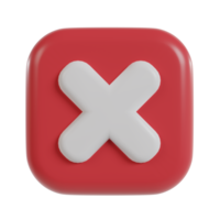 Cross icon 3d button. wrong check mark. png