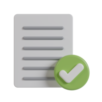 Document and check mark 3d icon. png