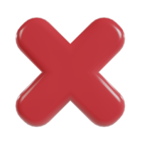 Cross icon 3d button. wrong check mark. png