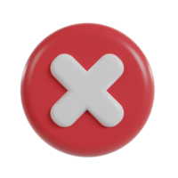 Cross icon 3d button. wrong check mark. png