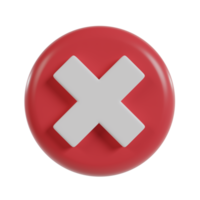 Cross icon 3d button. wrong check mark. png