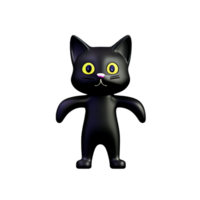 black cat 3d rendering icon illustration png