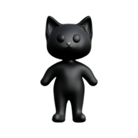 black cat 3d rendering icon illustration png