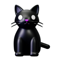 Preto gato 3d Renderização ícone ilustração png