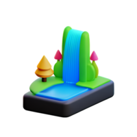 waterfall 3d rendering icon illustration png