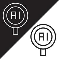 Ai Search icon. Search vector icon from Artificial Intelligence collection. Outline style Search icon.