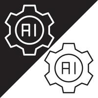 Ai powered gear icon. Gear vector icon from Artificial Intelligence collection. Outline style Gear icon.