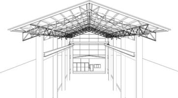 3d ilustración de industrial edificio vector